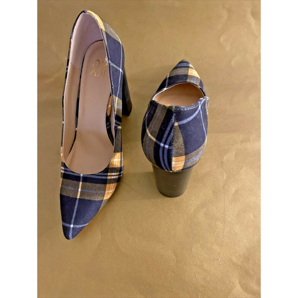 NEW YORK & COMPANY PRINT PLAID BLOCK HEEL WOMEN'S PUMP SHOES SIZE 7 - Picture 2 of 11